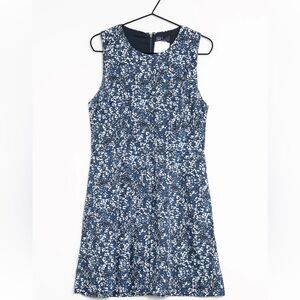 Gap blue floral print cotton short dress  with pockets, size 12